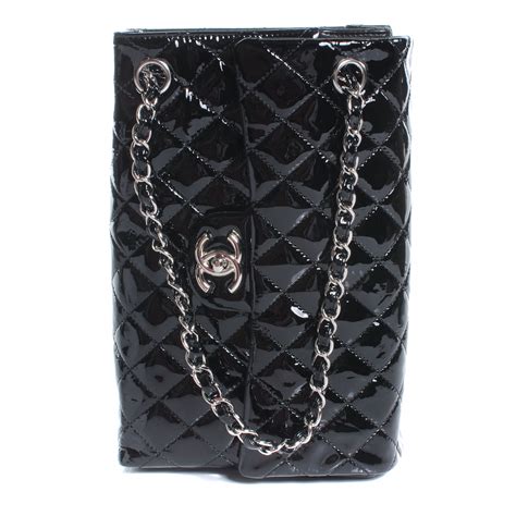 CHANEL Patent Upside Down Flap Tote Bag 